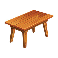 Isolated Realistic Pine Wood Table Vector Illustration