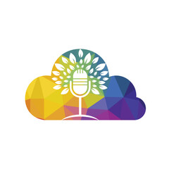 Eco podcast vector logo design. Nature talk logo concept.