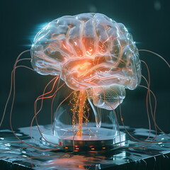 Illuminated Human Brain Amidst Neural Connections, Depicting Cognitive Activity and Mental Health