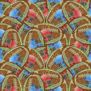 abstract seamless pattern with american football mandalas