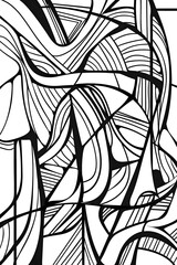 Abstract Lines in Black and White, coloring page