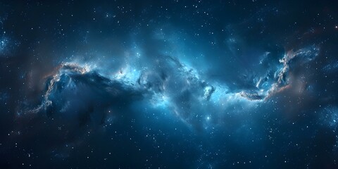 Galactic Night Sky Banner with Cosmic Landscape and Grain Texture. Concept Galactic Night Sky,...