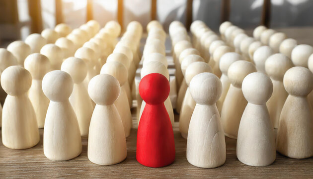 Wooden figures of people are lying on a white background. The search for the second half. Social network. Business. The concept of human resources management. Headhunters. Search for people to work