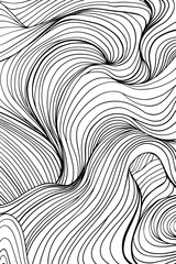 Black and White Drawing of Wavy Lines, coloring page