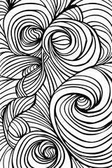 Intricate Black and White Swirls Drawing, coloring page