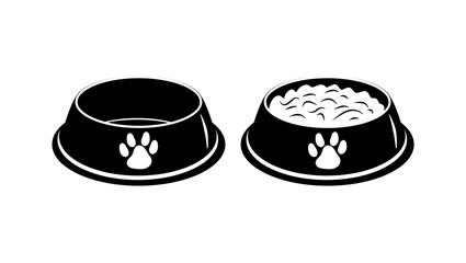 dog bowl, black isolated silhouette
