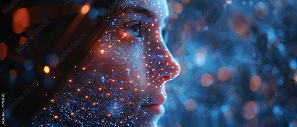 Aufkleber Face recognition for authentication. Biometrics for security.