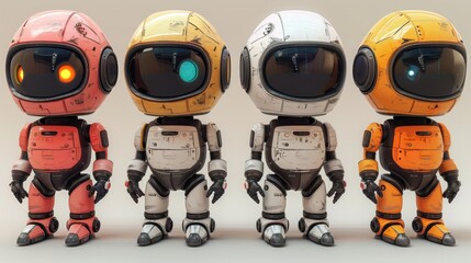 Set of cute robot avatars. Various avatars for chat bots. - obrazy, fototapety, plakaty