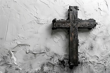 Experience the solemnity, humility, and reverence of Ash Wednesday through this elegant image featuring a Christian cross symbol marked with ash