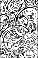 Intricate Black and White Swirls Drawing, coloring page