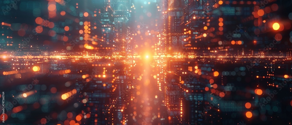 Poster wireless communication network in the smart city, abstract image visual, internet of things