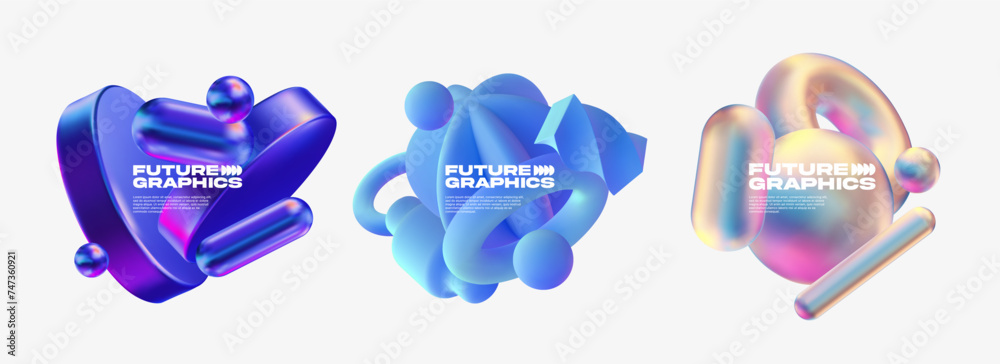 Fototapete 3d shapes composition for text blocks. eps10 vector.