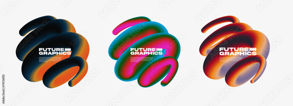 Wall mural gradient badges set. trendy minimal design. eps10 vector.