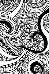 Black and White Drawing of Swirls, coloring page