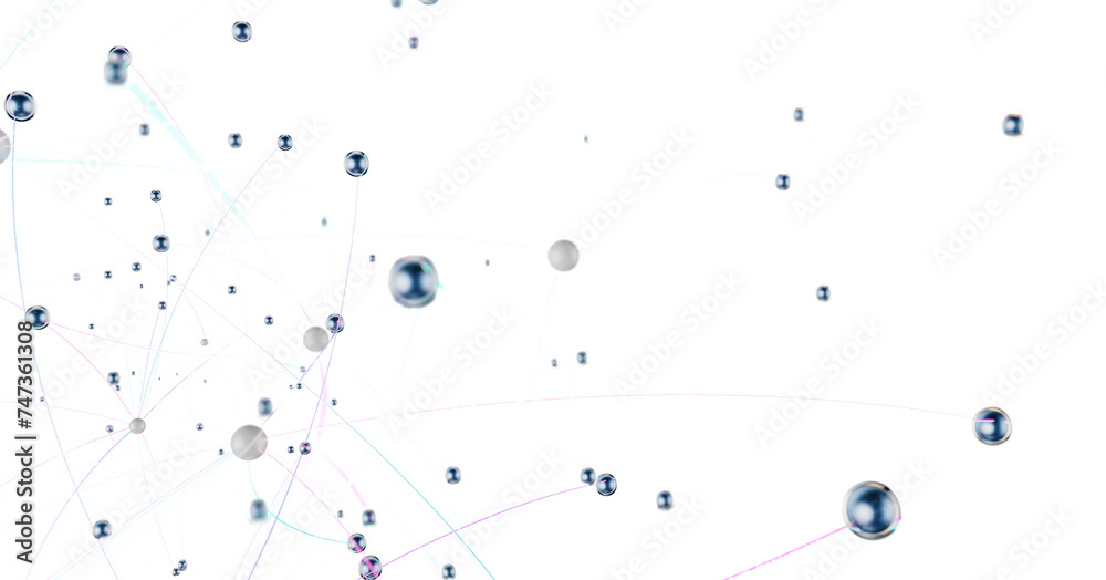 Aufkleber Abstract 3d rendering of network concept. Modern background. Futuristic shape with spheres and lines. Design for poster, cover,