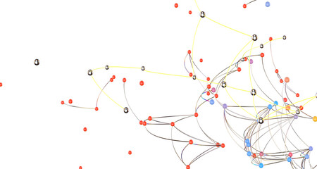Abstract polygonal space with connecting dots and lines. Dark background. Connection structure. 3d Widescreen