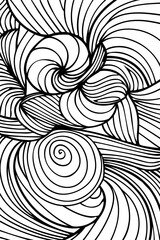 Swirling Black and White Abstract Drawing, coloring page