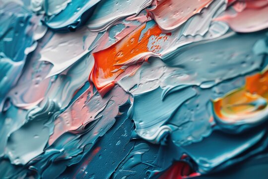 Close-up of textured paint strokes in cool and warm tones © Vodkaz