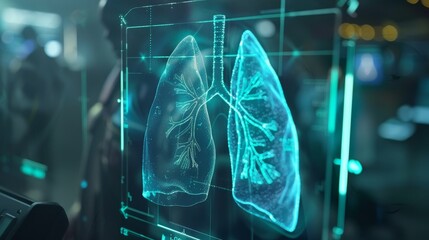 Healthcare and network connection on hologram modern UI for lung treatment and diagnostics