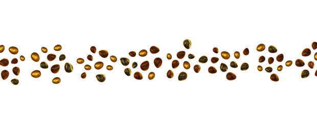 Set of different 3D realistic, shiny, golden,