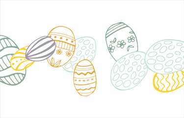 Frame made of elements for Easter. Traditional Easter elements. Vector illustration. Traditional easter ornament. Happy easter. Hand-drawn. Vector illustration.