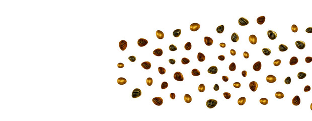 Set of different 3D realistic, shiny, golden,