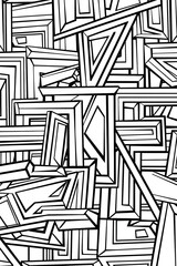 Intricate Black and White Pattern Drawing, coloring page