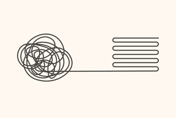 Concept of psychotherapy process. The mess of emotion is transformed into the order of emotion. Flat style vector illustration