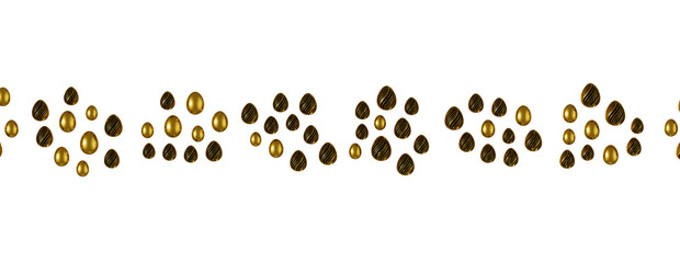 Easter eggs collection. White and gold 3d elegant design elements.