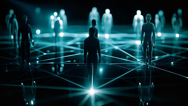 Group of individuals standing in front of a intricate network of intersecting lines, appearing to analyze and discuss the structure before them