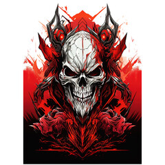 Metal Poster Skull for T-Shirt Design with PNG Image Vector Illustration
