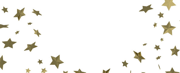XMAS Banner with golden decoration. Festive border with falling glitter dust and stars.