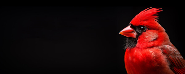 Northern Red Cardinal Banner isolate on Dark Background