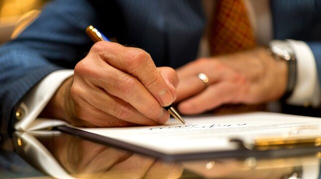 businessman signing documents