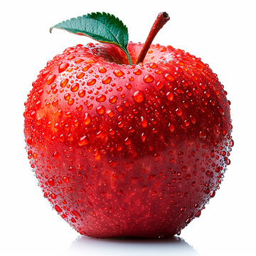 Ripe red apple on a white background - AI generated image