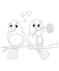 cute love bird coloring page for kids & adults