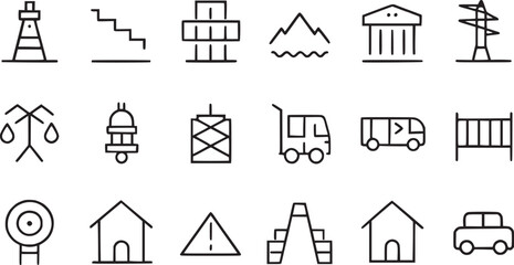 Icons related to road in restructure vector collection