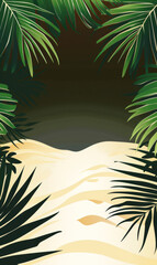 Fototapeta na wymiar Abstract sandy background with palm leaf silhouettes.