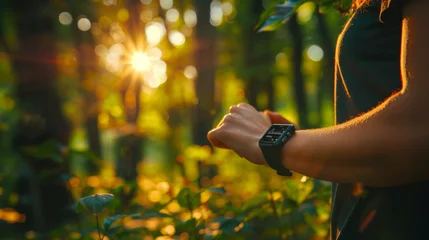 Poster Sun-Kissed Serenity: Smartwatch elegance meets the golden hour in nature's lap © Neda Asyasi