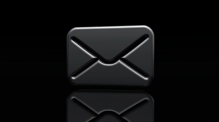 Envelope and message icons on black background - communication symbols, email concept - graphic design elements for web and print