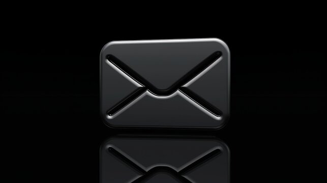 Envelope and message icons on black background - communication symbols, email concept - graphic design elements for web and print
