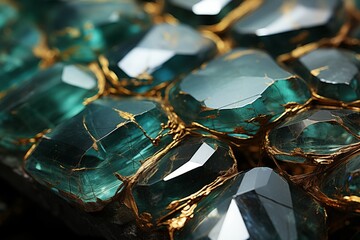 Closeup abstract textured mineral emerald Background - obrazy, fototapety, plakaty