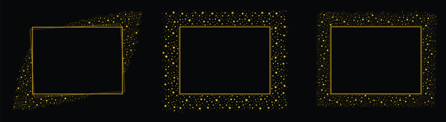 Rectangle Square Frame with Sparkle Glitter Stars Transparent Vector design 1