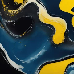 Outdoor-Kissen Yellow, Black and Blue Encaustic paint background © Reazy Studio