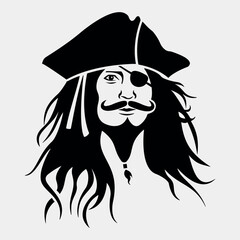 one legged pirate vector icon isolated on white background