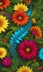 Obraz premium Vibrant Blooms Amidst Lush Greenery