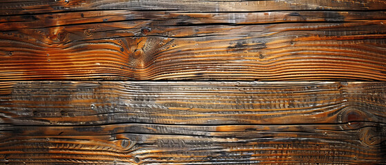 Close-up of glistening charred wood planks emphasizing the intricate detail and shine - obrazy, fototapety, plakaty