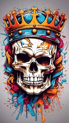Regal Remains: Graffiti Crowned Skull