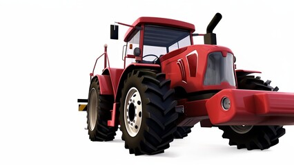 Obraz premium Large Red agricultural tractor isolated on a white background