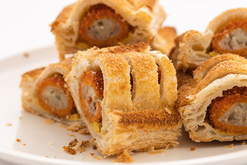 Traditional Dutch Snacks Sausage Rolls pastry kroket